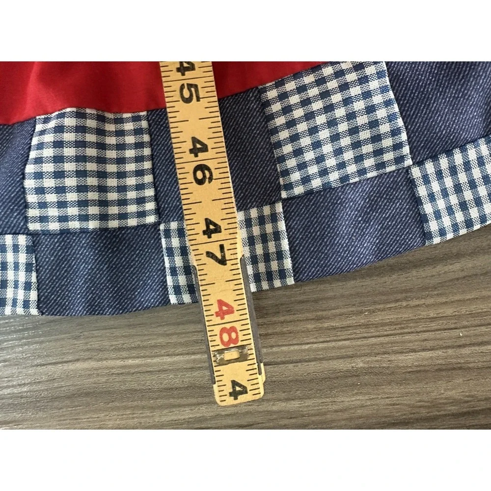 Christmas Denim Tree Skirt Plaid Rustic Country Star Patchwork Appliqués Quilt